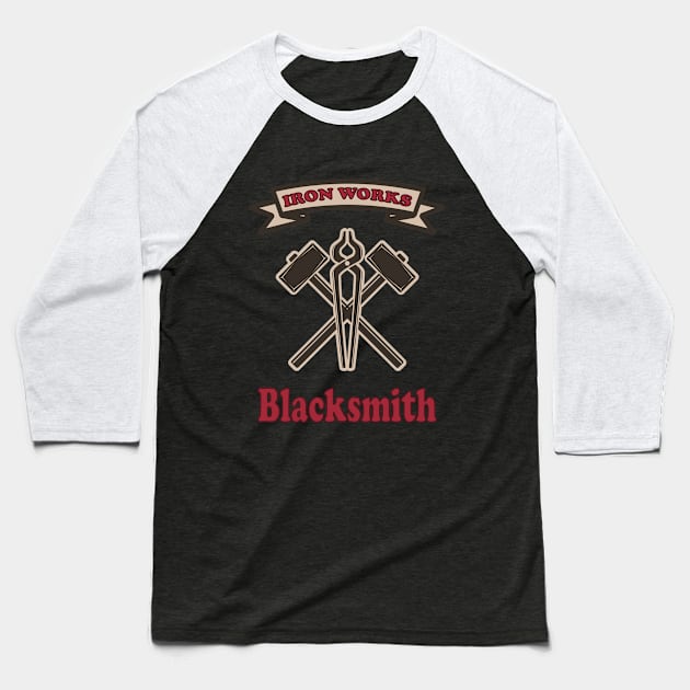 Retro Blacksmith MetalWork Tools Iron works Baseball T-Shirt by SmileSmith